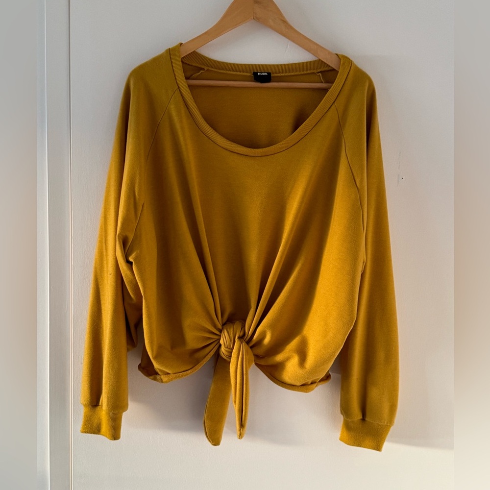 Mustard Yellow Tie Front Sweater by Nude